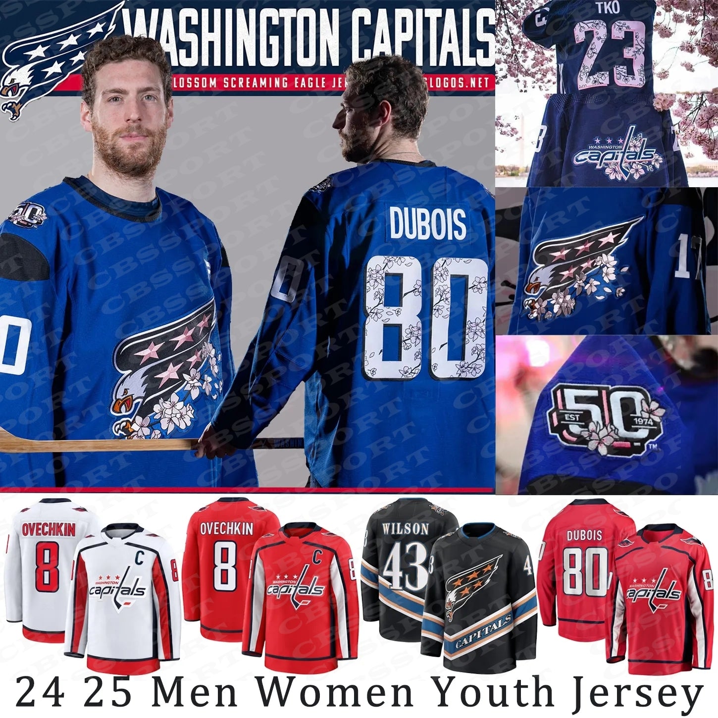 8 Alex Ovechkin washingtons hockey jersey capital DylanS Strome TJ Oshie Tom WilsonS Aliaksei Protas Charlie Lindgren ichael Nicklas Backstrom jerse