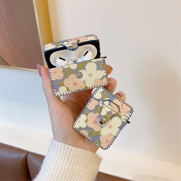 ddmygifts Korean style oil painting flower suitable for Pro 1-2-3 generation Bluetooth wireless headphone cover button protection case A