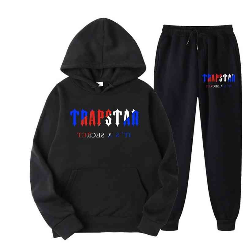 Tracksuit Trapstar Brand Printed Sportswear Men&#039;s t Shirts 16 Colors Warm Two Pieces Set Loose Hoodie Sweatshirt Pants Jogging 220615