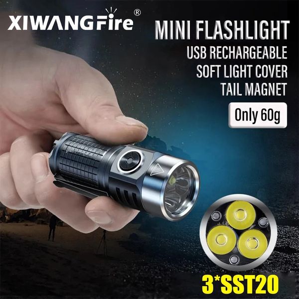 Outdoor Gadgets 2000LM Super Bright LED Flashlight Rechargeable Keychain Portable Light Camping Fishing Torch with Magnet Waterproof Lantern