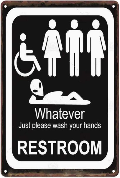 Restroom Metal Tin Sign Chic Funny Bathroom Whatever Just Please Wash Your Hands Wall Decor 8x12 Inch Z250118