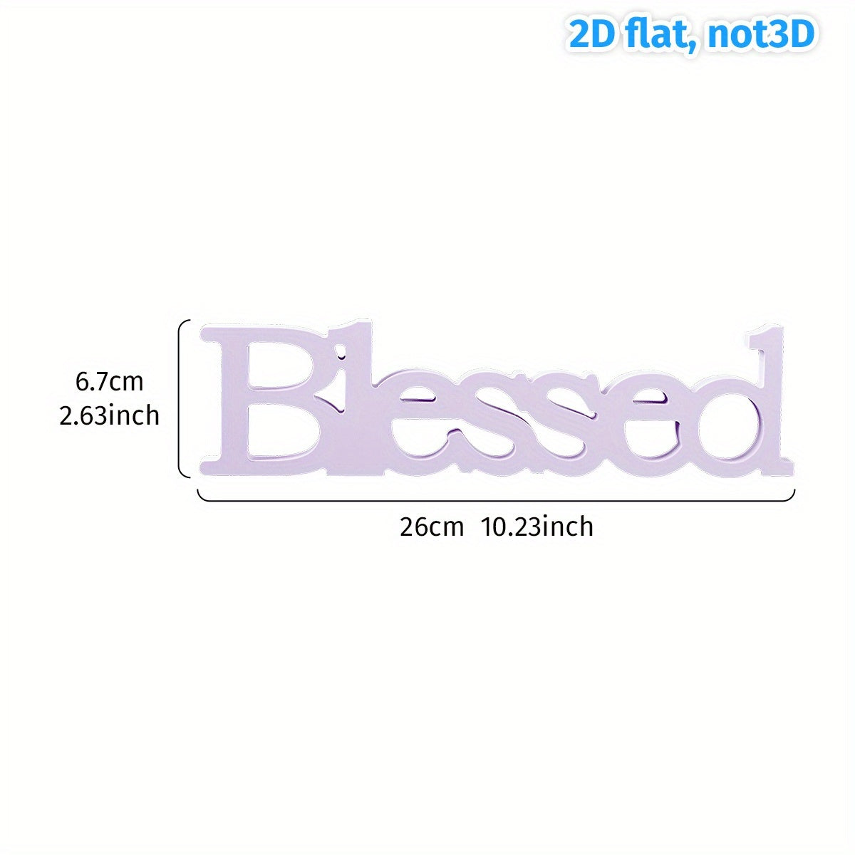 TEMU 2d Flat, 1pc Blessed Letter Decor - 10.23x6.7 Inch White Pvc 2d Flat Tabletop Display For Valentine's Wedding Anniversary Party Home Decor, No