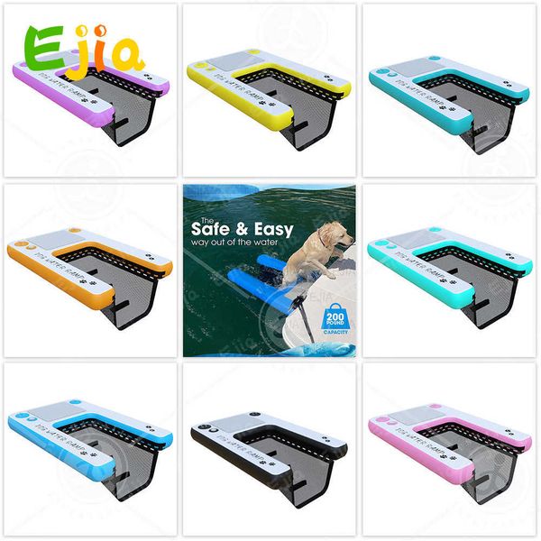 Bule Pink Black Mulit Inflatable Pet Ramp Inflatable Pup Plank Dog On Water Ramp Dock For Pool Lake Boats Or Any Platform