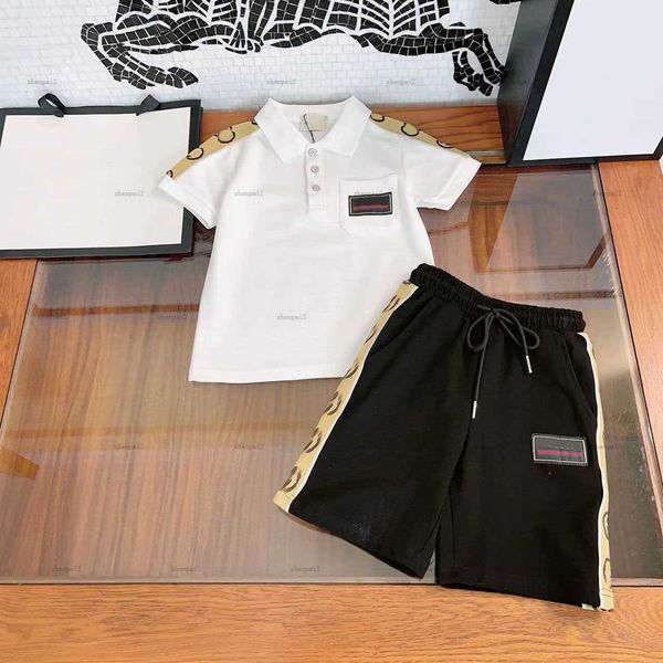 Luxury tracksuits baby T-shirt set kids designer clothes Size 110-160 CM Summer two-piece set POLO shirt and Lace up shorts