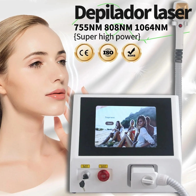 808nm Professional Diode Laser Epilator 3500w Powerful Diode Laser Hair Removal Device 3 Wavelengths 755nm 1064nm 808nm Ice Cooling