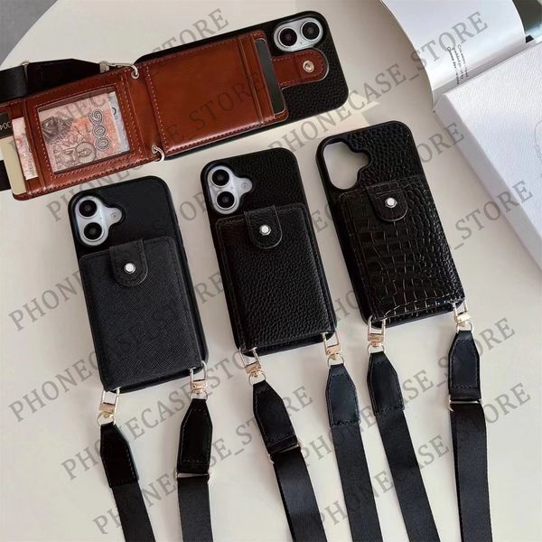 Designer Card Holder Phone Case iPhone 16 15 14 13 12 Pro Max Hi Quality 18 17 16pro 15pro Samsung S23 S22 S24 S25 S26 Ultra Plus Luxury Lea