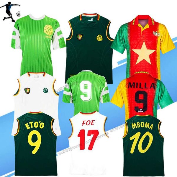1990 1998 2002 Cameroon Retro Soccer Jerseys Home Shirt Eto&#039;o Geremi Wome Song Djemba-Djemba 90 98 02 classic football shirts top Hamma