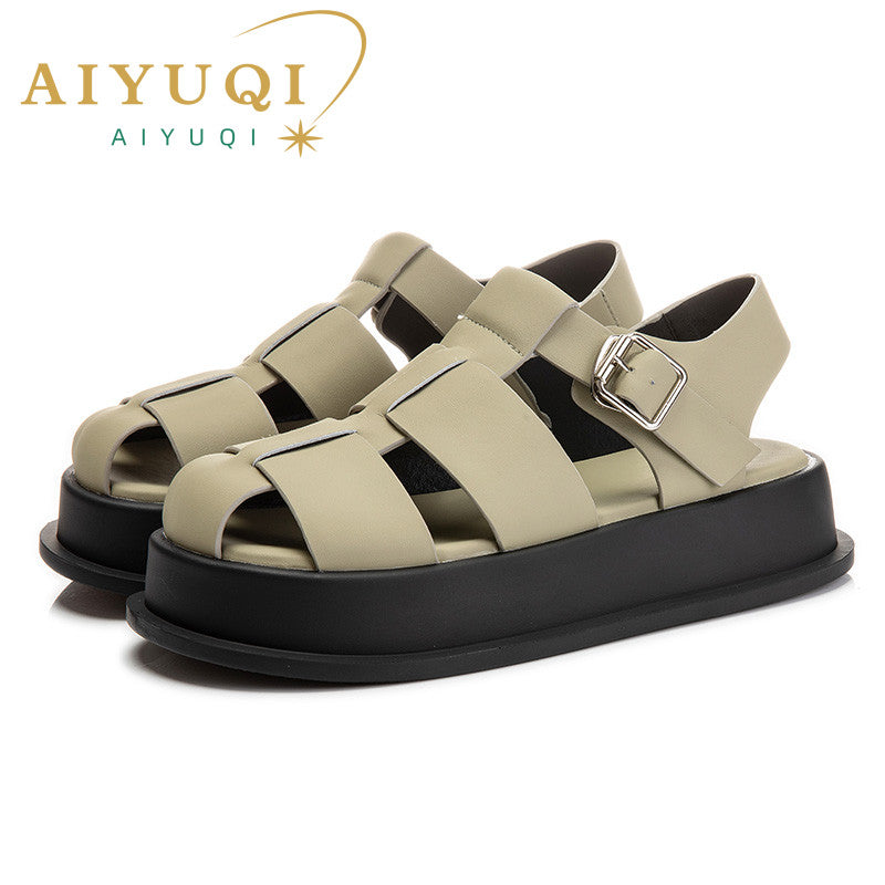 AIYUQI Women&#039;s Sandals Closed toe 2024 Summer New Women Roman Sandals Leisure Thick Soled Fashion Woven Women&#039;s Shoes Sandals