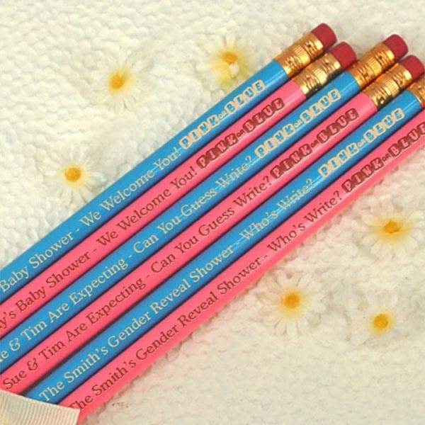 Gender Reveal "Pink or Blue" Personalized Pencils (Set of 2)