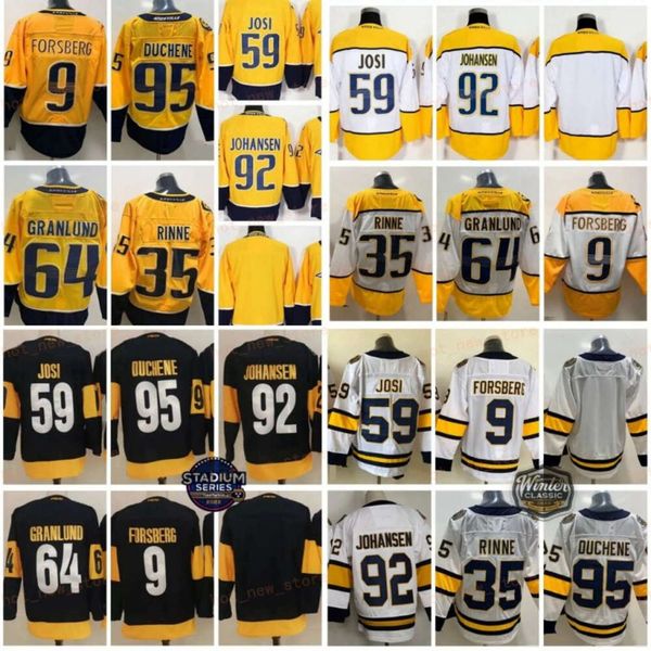 Stadium Series 59 Roman Josi Hockey Jersey 9 Filip Forsberg 92 Ryan Johansen 95 Matt Duchene 64 Mikael Granlund 35 Pekka Rinne Home Gold Sti