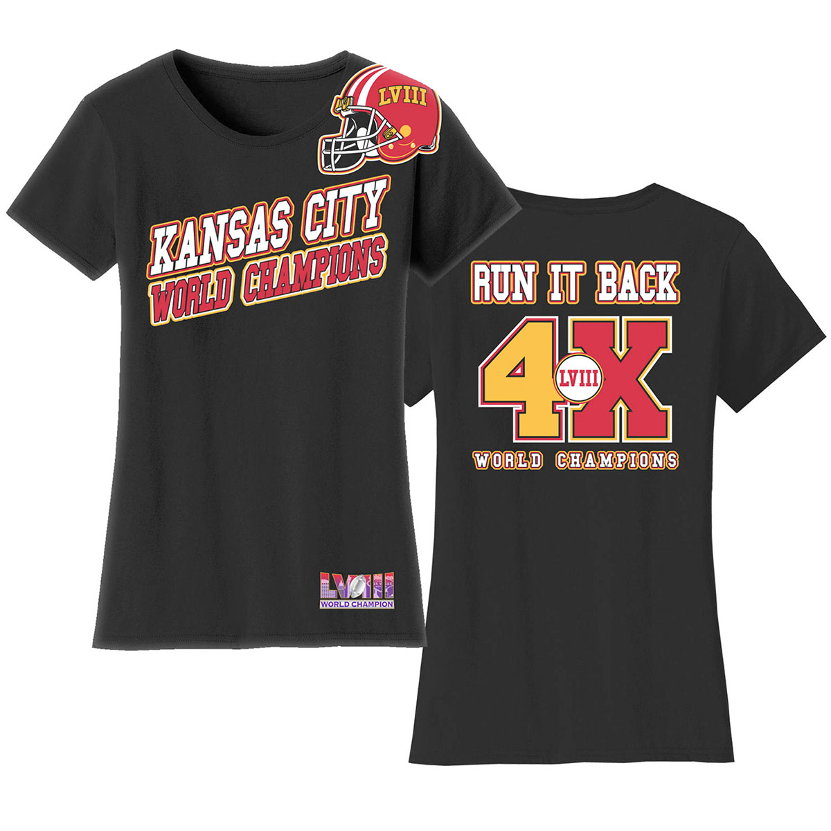 Women's Football Champion Winner Kansas City Shirt or Hoodie - TS - Angle - Black - XL