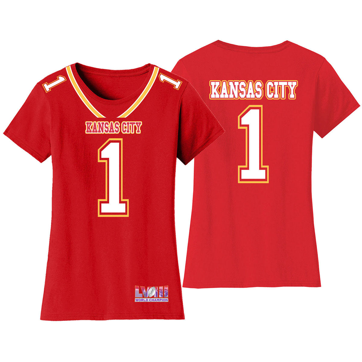Women's Football Champion Winner Kansas City Shirt or Hoodie - TS - Team Jersey - Red - XL