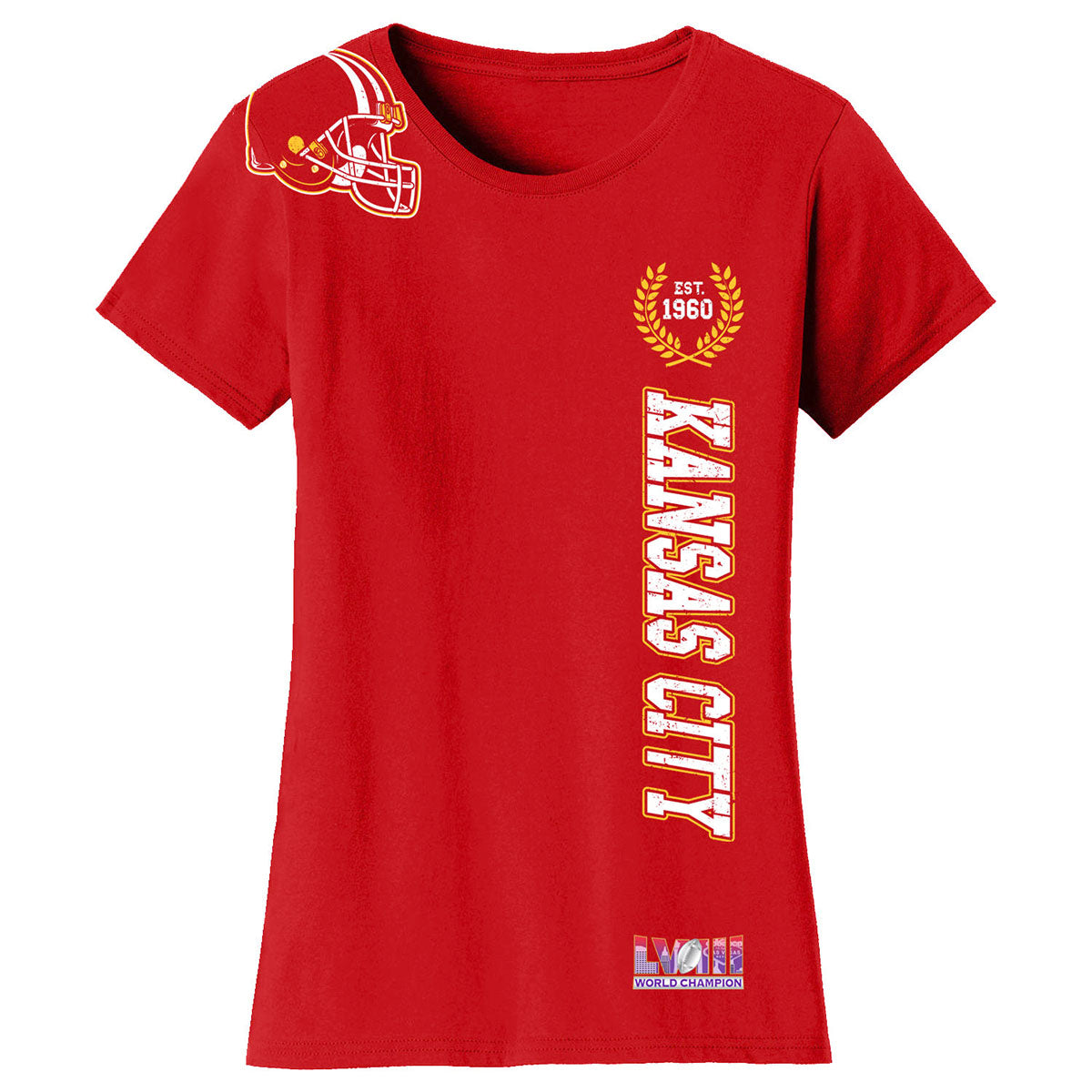 Women's Football Champion Winner Kansas City Shirt or Hoodie - TS - Home Team - Red - S