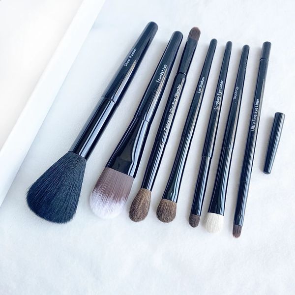 Old Hollywood Collection Travel Makeup Brush Set 7pcs Short Handle Cosmetic Brushes Beauty Tools 240729