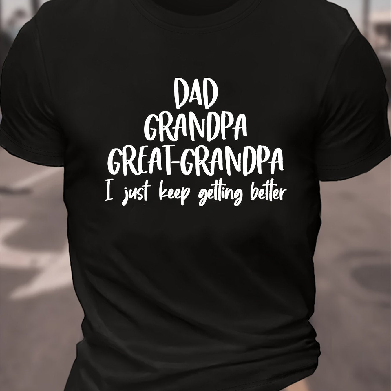 TEMU Crew Neck Dad Grandpa Print Men's Fashionable Summer Short Sleeve Sports T-shirt, Comfortable And Versatile