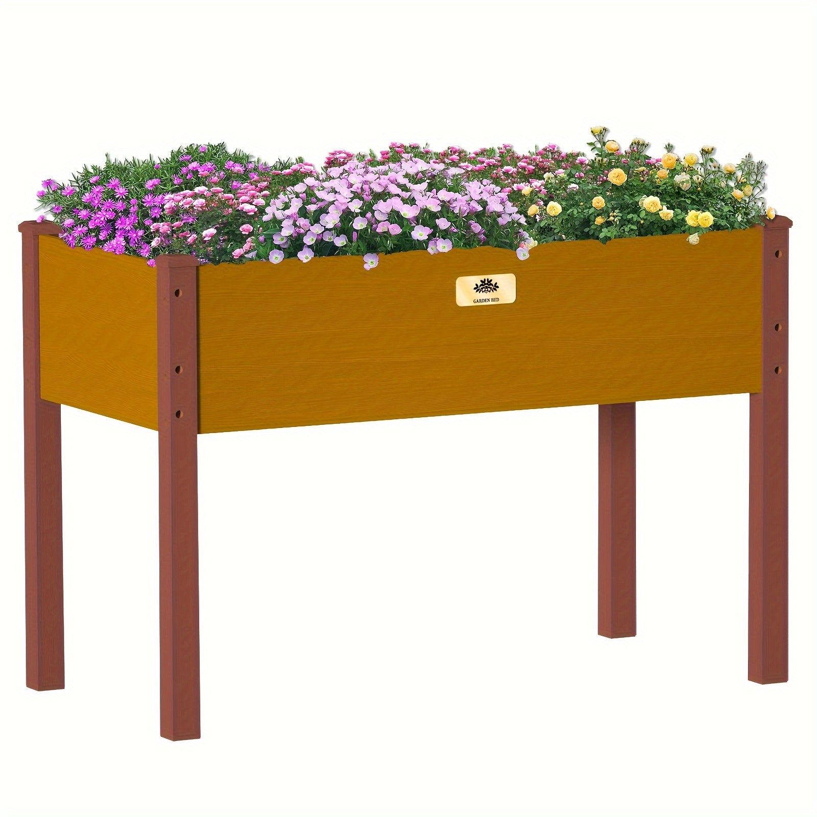 TEMU Raised Garden Bed With Legs, 24x31x47 Inch Elevated Wood Planter Box With Liner For Growing Vegetables, Flowers