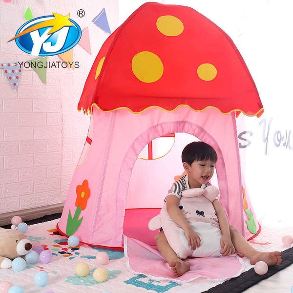 Toy Tents Yongjia Childrens Tent Fun Mushroom shaped Game House Princess House Thin Cloth Castle Ball Pool Small Nest H240829