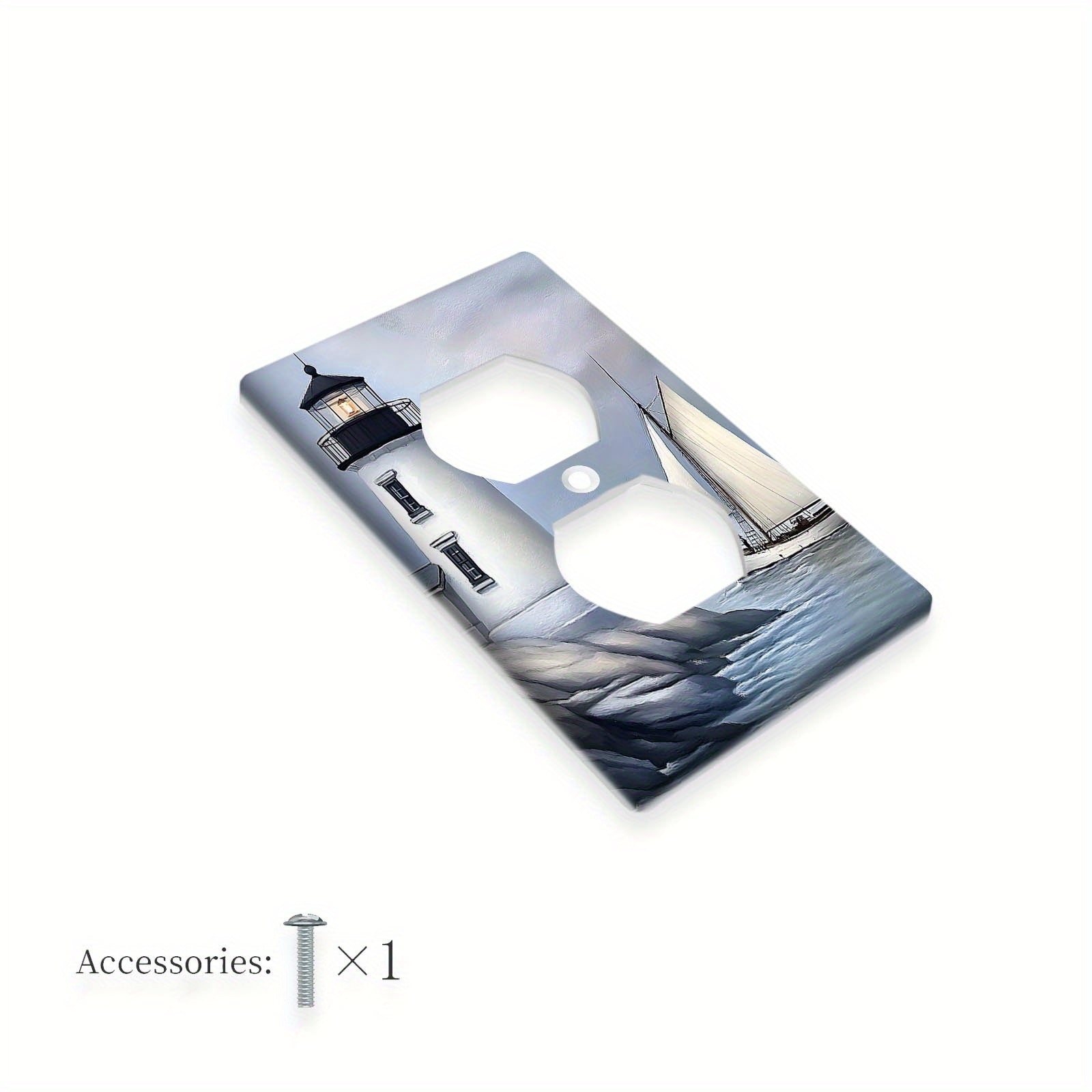 TEMU 1pc Vibrant Sailboats And Decorative Light Switch Cover - Heat & Fade Resistant, 1gang-2gang Electrical Outlet Plate With Nautical Design, White