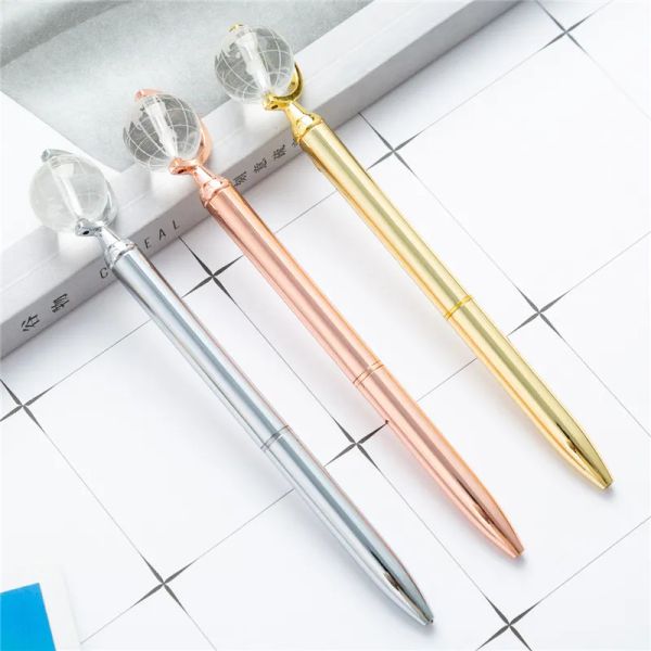 wholesale Creative Globe Modeling Metal Pen Student Teacher Writing Ballpoint pens Office Decompression Gift