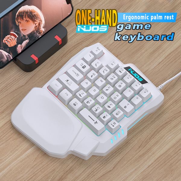 One Hand Ergonomics Gaming Keyboard ACC USB RGB 35 Keys Wired Backlit Portable Mini Game Keypad for Mobile Phone Tablet PUBG