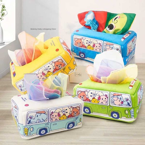 Baby tissue box toys Montessori Square sensory toys make rainbow education and learning for infants and children W240827