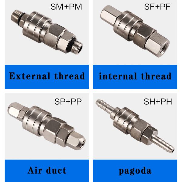 Pneumatic Fitting C Type Self-locking Quick Coupling Connector Coupler For Air Compressor SP PP SM PM SH PH SF PF 10 20 30 40