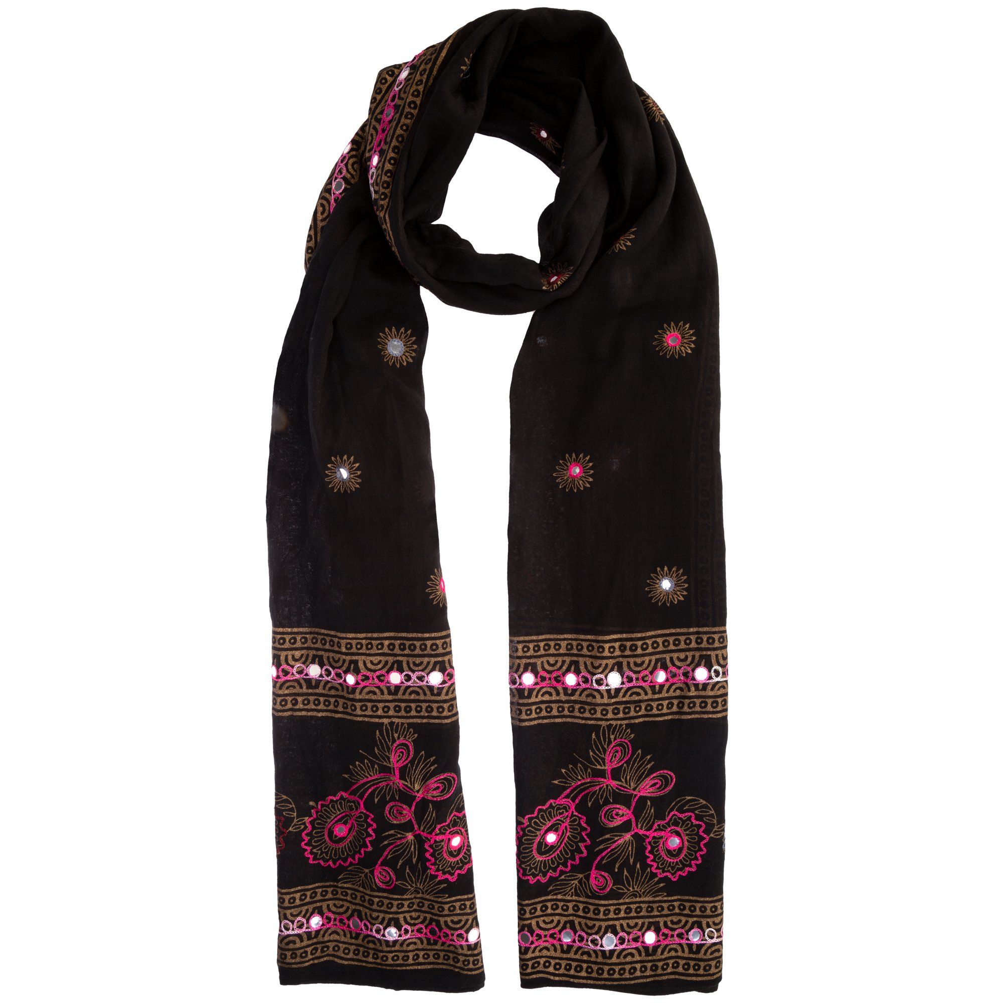 Mirrored Garden Indian Wrap Scarf - Black