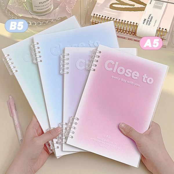 A5B5 Binder LooseLeaf Notebook 60 Sheets Lined Book for Students Writing Kawaii Simple Stationery School Supplies 250208