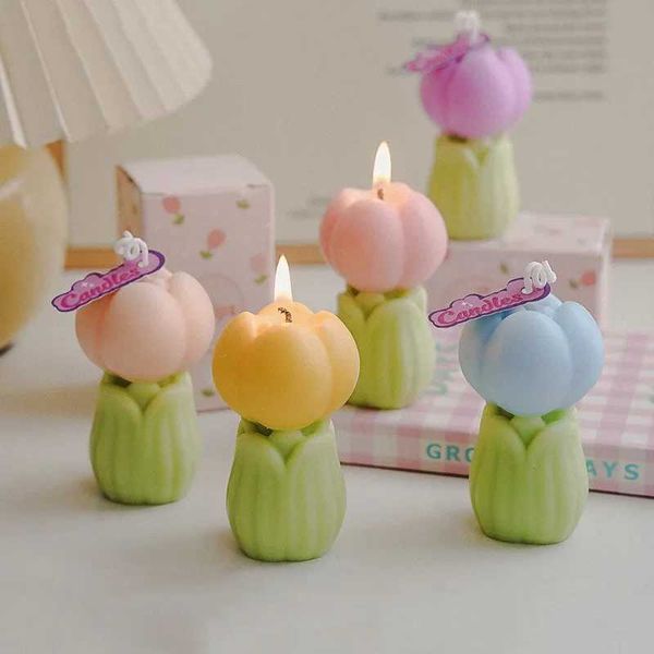 Tulip Flower Bud Aromatherapy Candle Scented Candle Aromatherapy Soy Wax Candles Wedding Birthday Candle Party Home DecorationXJ241112