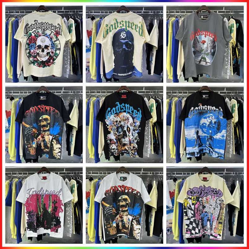 5A 2025 Designer Men&#039;s and Women&#039;s T-shirts classic pattern t-shirts men&#039;s shirts retro printed skull short sleeves godspeed shirts t