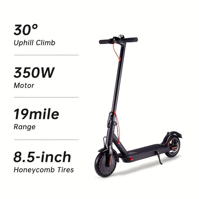 TEMU An Essential Daily Electric Scooter For Adults: 8, 5-inch Honeycomb Tires, 19mph Speed, 350w Motor, Led Headlight & Brake Light, 250lb Capacity,