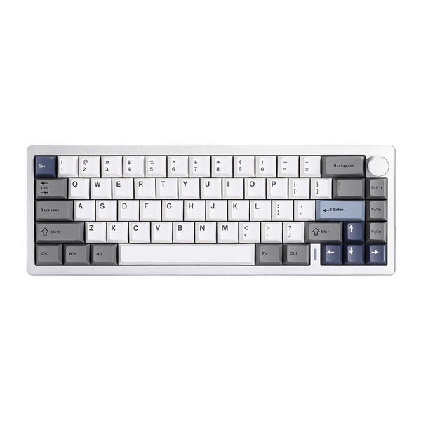 Keyboards YUNZII AL68 Silver Wireless Custom Mechanical Keyboard QMK-VIA Aluminum Keyboard Hot Swap Gasket Gaming Keyboard with Knob z250209
