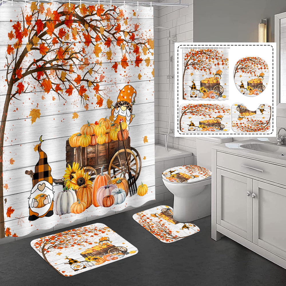 YL-37344 3D HD digital printing polyester waterproof and mildew-proof shower curtain set