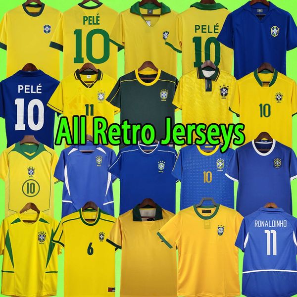 Brazils retro soccer jerseys PELE 1957 1970 1978 1985 1988 1992 1994 1998 2000 2002 2004 2006 2010 2012 Brasil RONALDINHO football shirts T
