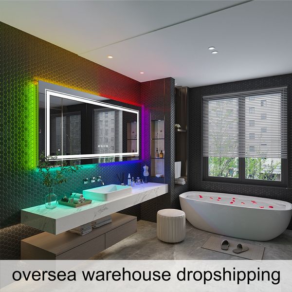 LUVODI Illuminated Bathroom Mirror: 1600x800mm Led Lighted Bathroom Vanity Mirror with RGB Backlit and Front Lighting for Bath Room Bedroom