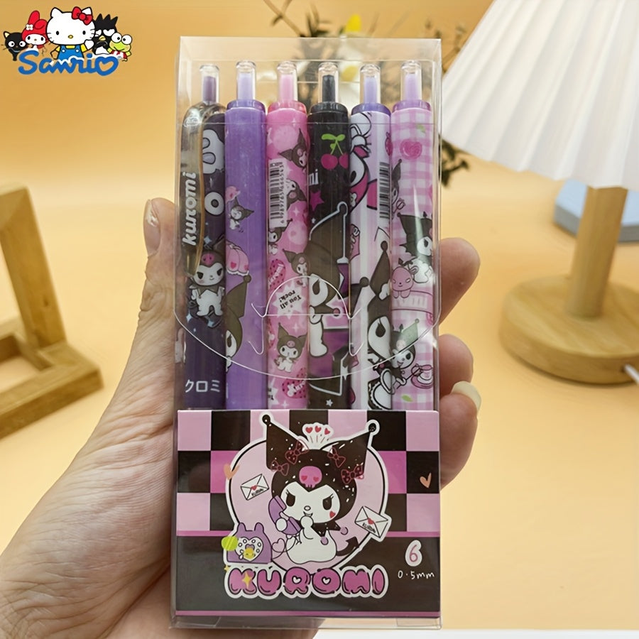 TEMU Kuromi 0.5mm Quick Drying Ball Pen - Black Ink Gel Pen - Cute Press Type School &office Stationery Supplies, Writing Pens For Students & Gifts