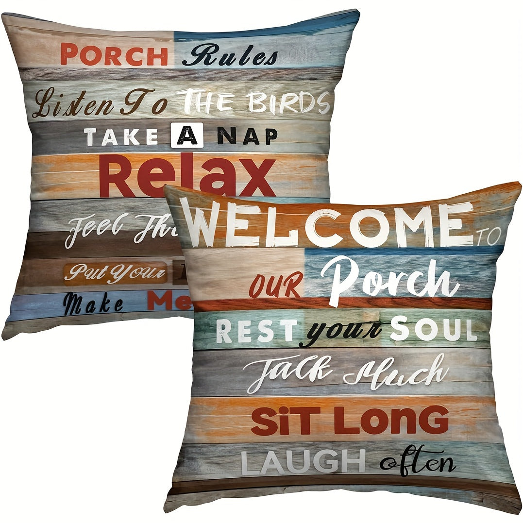 TEMU 2pcs Inspirational Positive Short Plush Throw Pillow Covers, Farmhouse Outdoor & Indoor Throw Pillowcases - For Home Patio Garden Furniture