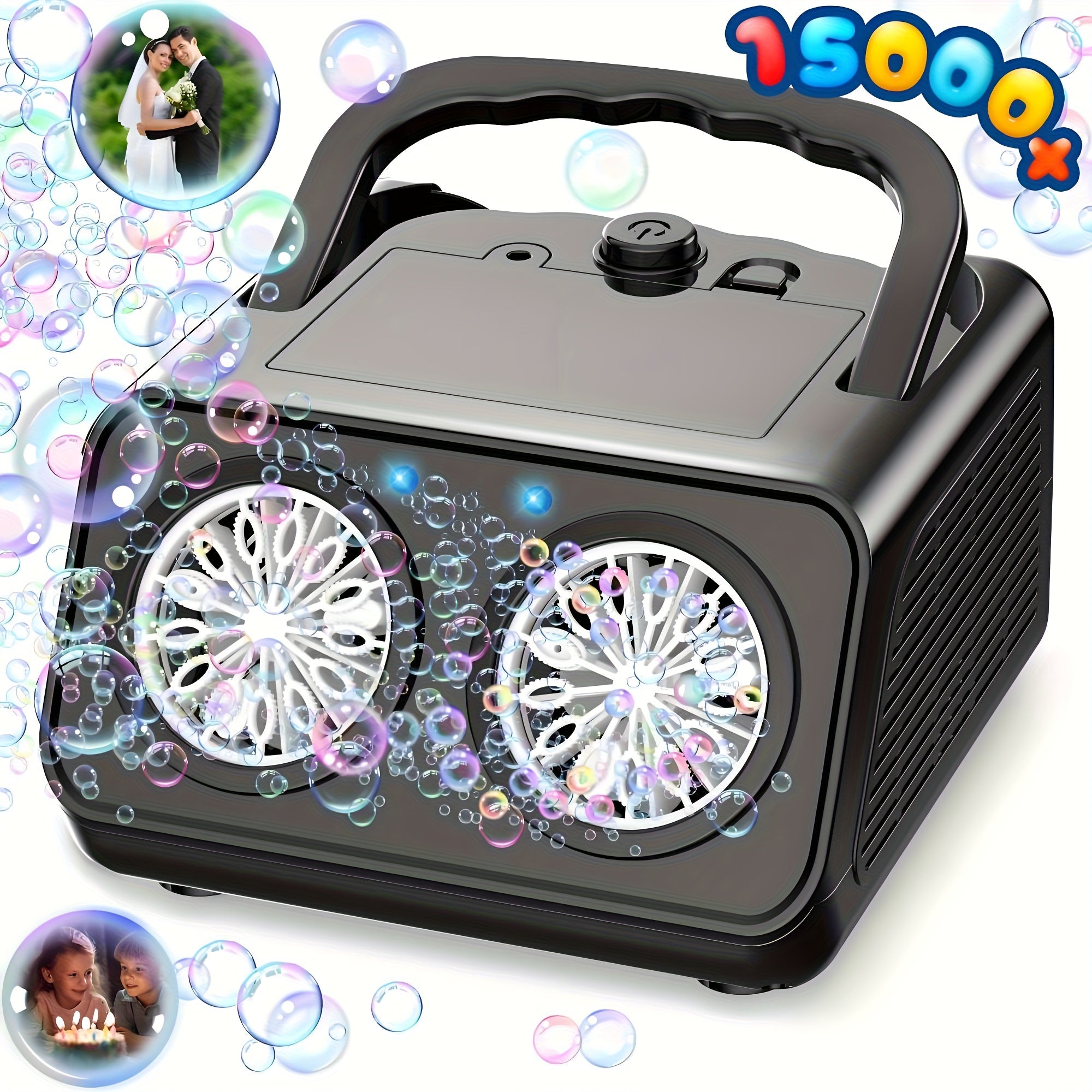 TEMU Automatic Bubble Machine, Electric Bubbles Toy With Dual Fans, 15000+ Bubbles Per Minute, Portable Bubble Blower For Kids, Indoor Outdoor Toys