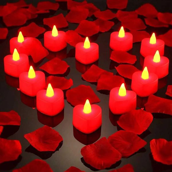 24 heart-shaped LED flameless Teght candles decorate romantic nights Valentines Day wedding anniversaries or dining tables W250110