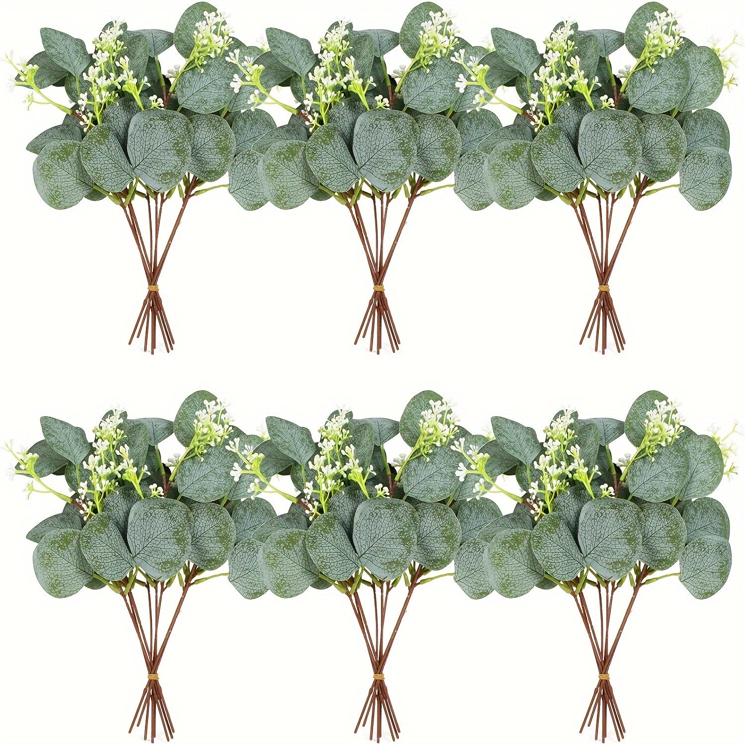TEMU 40pcs Artificial Eucalyptus Trunks Silvery Yuan Eucalyptus Leaves 's Eucalyptus Leaves Suitable For Home Wedding Vase Center Flower Arrangement