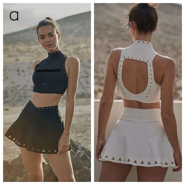 HA1N A88 Womens Beauty Back Hollow Fitness Clothes Tennis Suit Triangle Hole Sports Vest Cross Waist Skirt Yoga Clothes29