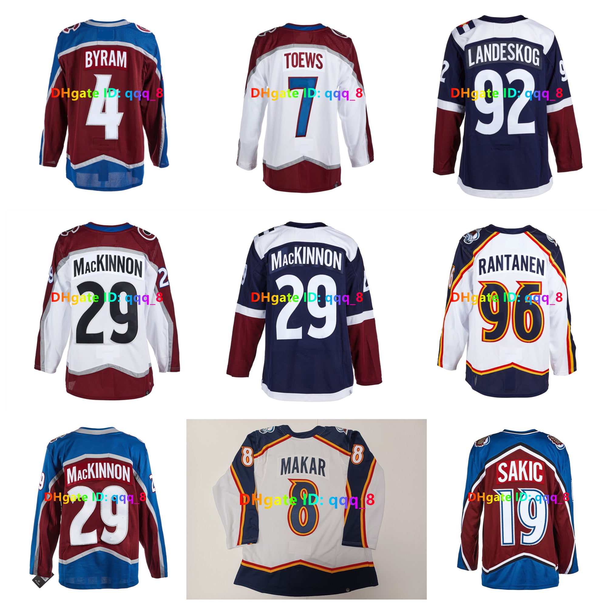 Cale Makar Nathan MacKinnon Reverse Retro Avalanche Hockey Jerseys Miles Wood Mikko Rantanen Alexandar Georgiev Devon Toews Bowen Byram Joe Sakic Co