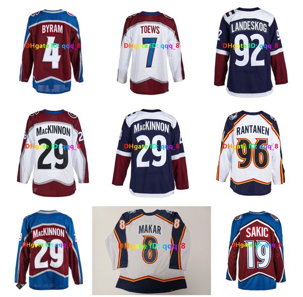 Cale Makar Nathan MacKinnon Reverse Retro Avalanche Hockey Jerseys Miles Wood Mikko Rantanen Alexandar Georgiev Devon Toews Bowen Byram Joe