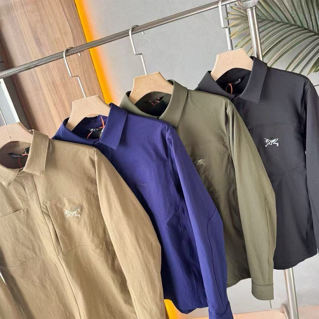 designers autumn new collection mens windproof rainproof pleated luxury brand shirt and jacket High elasticity fabric with waterproof treatment