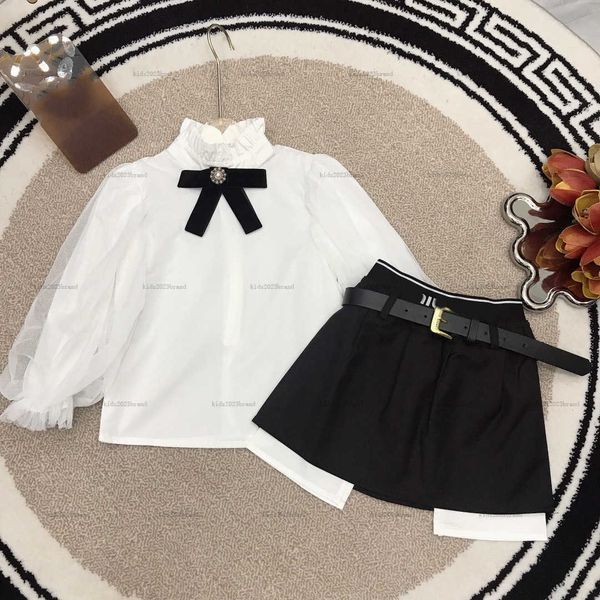 New Girls Dress suits kids designer clothes Size 100-150 CM baby partydress Exquisite small stand collar shirt and fake two half skirts