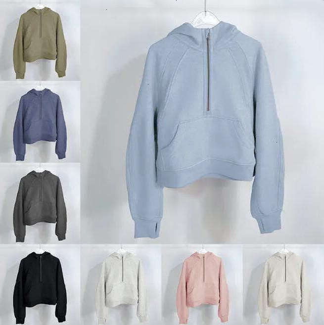 Yoga Autumn and winter yoga hoodie luluity lemonitys jackets hoodys sports half zipper terry designer sweater luluity lemonitys set short