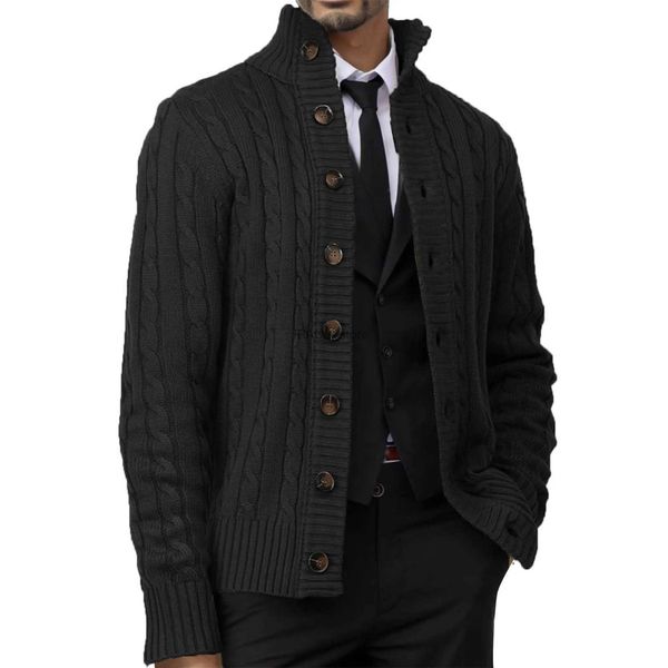 Men&#039;s Sweaters MenS Knitted Sweater Gothic High Collar Pullover Top Fashion Casual Autumn And Winter Button Cardigan Coat Streetwear Ca