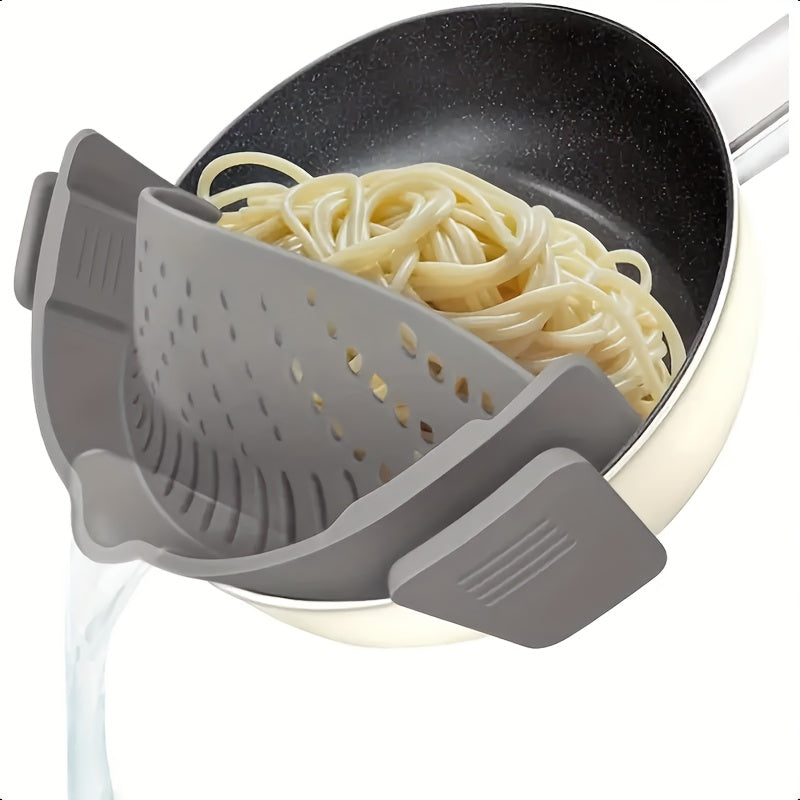 TEMU 1pc Cookware Special Clamp-on Silicone Filter - Multi-functional Pasta, Vegetable And Fruit Filter With Metal Clips, Food-grade Silicone, Can