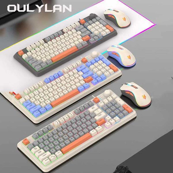 NEW Keyboards K820 Game Wired Mouse Set Three Colored Luminous Gaming Mechanical Keyboard 94 Keys Desktop Computer AccessoriesM240715