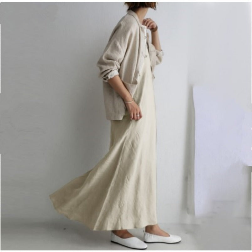 (942) New Solid Color Sleeveless V-neck Plus Size Loose Swing Dress